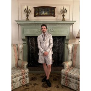 Michael Urie Instagram - Last night was the wedding of @costumehaus and her dearest @matty_garrett - it was beautiful and perfect, hilarious and moving. 

This fireplace asked for a photo with me and I obliged. 

Styled by @mikeystyles 
Suit by @ateliercillian 
Shoe by @jb_rautureau 

@shakespeareclubvillaweddings