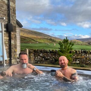 Michael Vaughan Instagram - Morning all .. lovely day for a long stroll in #Yorkshire .. @howardyuill all ready for a few peaks of walking .. !!!! #OnOn #yorkshiredales #England