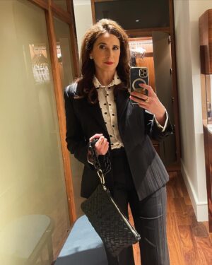 Michaela Watkins Instagram - So so so many thank yous for @levelfilm in Toronto throwing Suze a “coming out” party. #suzefilm drops 2/23 in theaters all over Canada. This film is near and dear to me and thank goodness for @mynameislinsey and @imdaneclark for this fantastic experience. I drank too many “empty Nester” cocktails and hunt with some of Toronto’s finest chicks. Was great to be reunited with some of the cast. @charles_gillespie @sarawais @rainbowsun 

I also loved the hell out of this suit that fit like it was made for me. So thank you @paulsmithdesign and a trillion thank yous for my new bag from @shopclarev in which @clarevivier actually handed me her own personal clutch. I promise to give it a nice home and use it endlessly. Too generous she is. 

Styling: @kimmyerin 
Hair/ Makeup : 
Suit and blouse: @paulsmithdesign 
Clutch: @shopclarev 
@sifjakobsjewellery 
@francosarto 
@clio_official 

#filmpremiere #independantfilm #michaelawatkins #toronto #emptynester #momanddaughter