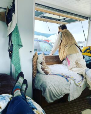 Michaela Watkins Instagram - Just got back from @burningman. Haven’t caught up with what Chris Rock said- and I don’t care. Why? Because as it was suggested by a good friend, taking pot shots and men of color for joking wanting a coffee or something is pretty lame. Let’s not even go there, folks. Let’s just not. 

As far as @burningman, we had a damn blast and I honestly don’t know why we made any headlines. The actual headline should’ve said “it rained at burning man and it made it hard to ride a bike for a day”. Yes I’m being cheeky here, but I do wish the community care and kindness and humanity that kept everyone rolling and their spirits up translated to our real world. These 80k people are resilient as hell. My fav is watching people slipping around in the mud as they went to check on others while laughing their ass off. No this was not fyre fest. It was a community of capable loving folks with way too much shit making sure everyone was all set for the day. 

Just like the real world, BM is an amalgamation of the best and ugly things humans have to offer. Much I could do without but some of it makes this place truly the most mystifying thing I’ve seen. Holding both at the same time is the struggle. 

Anyway, here are some pics of us being accidentally adorable. More to come when I upload my husbands phone at some point this year…