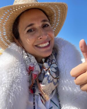 Michaela Watkins Instagram - Just got back from @burningman. Haven’t caught up with what Chris Rock said- and I don’t care. Why? Because as it was suggested by a good friend, taking pot shots and men of color for joking wanting a coffee or something is pretty lame. Let’s not even go there, folks. Let’s just not. 

As far as @burningman, we had a damn blast and I honestly don’t know why we made any headlines. The actual headline should’ve said “it rained at burning man and it made it hard to ride a bike for a day”. Yes I’m being cheeky here, but I do wish the community care and kindness and humanity that kept everyone rolling and their spirits up translated to our real world. These 80k people are resilient as hell. My fav is watching people slipping around in the mud as they went to check on others while laughing their ass off. No this was not fyre fest. It was a community of capable loving folks with way too much shit making sure everyone was all set for the day. 

Just like the real world, BM is an amalgamation of the best and ugly things humans have to offer. Much I could do without but some of it makes this place truly the most mystifying thing I’ve seen. Holding both at the same time is the struggle. 

Anyway, here are some pics of us being accidentally adorable. More to come when I upload my husbands phone at some point this year…