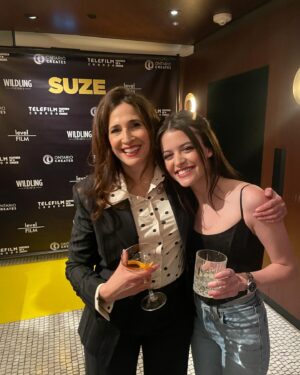 Michaela Watkins Instagram - So so so many thank yous for @levelfilm in Toronto throwing Suze a “coming out” party. #suzefilm drops 2/23 in theaters all over Canada. This film is near and dear to me and thank goodness for @mynameislinsey and @imdaneclark for this fantastic experience. I drank too many “empty Nester” cocktails and hunt with some of Toronto’s finest chicks. Was great to be reunited with some of the cast. @charles_gillespie @sarawais @rainbowsun 

I also loved the hell out of this suit that fit like it was made for me. So thank you @paulsmithdesign and a trillion thank yous for my new bag from @shopclarev in which @clarevivier actually handed me her own personal clutch. I promise to give it a nice home and use it endlessly. Too generous she is. 

Styling: @kimmyerin 
Hair/ Makeup : 
Suit and blouse: @paulsmithdesign 
Clutch: @shopclarev 
@sifjakobsjewellery 
@francosarto 
@clio_official 

#filmpremiere #independantfilm #michaelawatkins #toronto #emptynester #momanddaughter