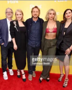Michaela Watkins Instagram - Last night’s #Paint premiere was maybe the best I’ve ever been to for a variety of reasons. 
1: it was so fun to make because this cast is RIDICULOUSLY funny and talented. 
2: @britmcadams wrote and directed the hell out of it. This is a 12 year process and it’s finally out in the world. 
3: @anniesertich @amyslomo @dvanfang @nickwcollins @fred4all were the BEST dates 
4: lots of @thegroundlings pals peppered in the film and they are as ever- great comedians and great humans. @barahsakers @therealsmedley @scottbeehner @rygaul (and of course @wendimclendoncovey our hysterical costar)
5: I saw the film for the first time in its completion and — ITS GREAT.  One never knows how things will turn out and it’s such a quirky specific little gem IN MY OPINION. 
6: so much of the cast and crew flew out for last night and we got to reunite the family. Special props to @yulitzin our hair dept head, who took a day trip from her job in Florida to be here and did my hair last night. @allie_pearce (cost designer and hottie in the Photo Booth w/ me) @ricardolouison and so many more. Forgive me. 

The only bummer was @ciararenee8 was too busy starring in her play @geffenplayhouse to attend and she was DEEPLY MISSED. (Pictures from set above) and also EXTREMELY MISSED is @lusiastrus who makes me guffaw on and off screen. Genius 

Thank you to this glam team. 
Makeup: @lizlash ride or die
Hair: @yulitzin as mentioned
Styling: the kind and patient @kimmyerin who got me showing more skin than my usual. ❤️

 🙏💕🙏

@smythebrand
@lagencefashion 
@levianjewelry
@nadrijewelry
@mingyuwangnewyork

And shout to PR @lindsayk927 @snappyjro 

Thanks @ifcfilms- in theaters April 6th!