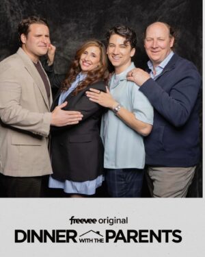 Michaela Watkins Instagram - Got gussied up to celebrate the launch of #DinnerWithTheParents. First 4 episodes drop on @amazonfreevee tomorrow! It’s a family comedy and it’s nuts. Based on the British show #FridayNightDinner. I have the best cast mates. #carolKane #danbakkedahl @henryhallmusic @danielthrasher @jahnglayzer @iris.bahr @izukahoyle @robdelaney @officialchristineadams @mirceamonroe and created written by @jonbeckerman as well as some other amazing writers who made it so fun. So many people to thank and name. Please forgive me. @bigtalk @cbstvstudios @ginalyonstv #comedy #family #dinner #newseries 

(PS: thanks @nataliemoralesloves and @amyslomo  and @fred4all for the best premiere posse I could hope for) 

Glam team A    : 
Makeup goddess: @lizlash always forever 
Hair goddess: @nickichestnut 
style goddess: @ecduzit 

Dress: Maje @mahj.to.go 
Blazer: Another Tomorrow @anothertomorrow 
Boots: Jimmy Choo @jimmychoo 
Jewelry: Jenny Bird @_jennybird 
Bag: Clare Vivier @clarevivier