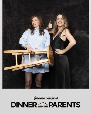 Michaela Watkins Instagram - Got gussied up to celebrate the launch of #DinnerWithTheParents. First 4 episodes drop on @amazonfreevee tomorrow! It’s a family comedy and it’s nuts. Based on the British show #FridayNightDinner. I have the best cast mates. #carolKane #danbakkedahl @henryhallmusic @danielthrasher @jahnglayzer @iris.bahr @izukahoyle @robdelaney @officialchristineadams @mirceamonroe and created written by @jonbeckerman as well as some other amazing writers who made it so fun. So many people to thank and name. Please forgive me. @bigtalk @cbstvstudios @ginalyonstv #comedy #family #dinner #newseries 

(PS: thanks @nataliemoralesloves and @amyslomo  and @fred4all for the best premiere posse I could hope for) 

Glam team A    : 
Makeup goddess: @lizlash always forever 
Hair goddess: @nickichestnut 
style goddess: @ecduzit 

Dress: Maje @mahj.to.go 
Blazer: Another Tomorrow @anothertomorrow 
Boots: Jimmy Choo @jimmychoo 
Jewelry: Jenny Bird @_jennybird 
Bag: Clare Vivier @clarevivier