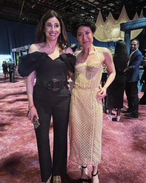 Michaela Watkins Instagram - Last night was lotsa fun for a change of vibes. Thanks @mptf and all the money raised to help those in our tough industry. And thanks for making me look sooooo sophisticated and not like a shlumpy blumpy, @lizlash - makeup/hair extraordinaire. All while little Poppy needed to go potty! 😂

@fred4all looking handsome as holyhell 
Jim and @yesmichellenoh look FOINE. and as always, @abigailspencer. ❤️❤️