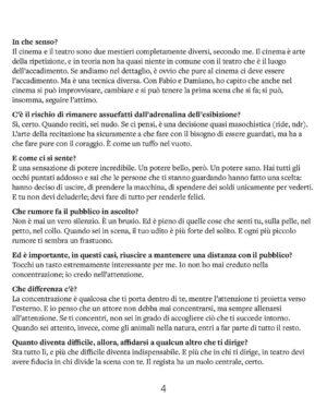 Michela De Rossi Instagram - Che rumore fa il pubblico in ascolto?
«Non è mai un vero silenzio. È un brusio. Ed è pieno di quelle cose che senti tu, sulla pelle, nel petto, nel collo. Quando sei in scena, il tuo udito è più forte del solito. E ogni più piccolo rumore ti sembra un frastuono».

Ed è importante, in questi casi, riuscire a mantenere una distanza con il pubblico?
«Tocchi un tasto estremamente interessante per me. Io non ho mai creduto nella concentrazione; io credo nell’attenzione».

Che differenza c’è?
«La concentrazione è qualcosa che ti porta dentro di te, mentre l’attenzione ti proietta verso l’esterno. E io penso che un attore non debba mai concentrarsi, ma sempre allenarsi all’attenzione. Se ti concentri, non sei in grado di accogliere ciò che ti succede intorno. Quando sei attento, invece, come gli animali nella natura, entri a far parte di tutto il resto».

La nuova ospite di Supernova è Michela De Rossi (@michela.derossi).

Grafica: Claudio Montani (@squilibrista_yt).

Grazie a Valentina Palumbo (@lapalumbocomunicazione).

Buona lettura.