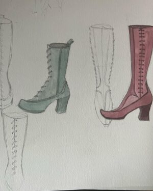 Michele Clapton Instagram - Just found my sketches for the previous post! The wonderful boots were created by Jeff @jitterbug.boy the shawls were from my personal collection, I think the corsets were from our workroom and gloves I imagine would be the wonderful Pamela wood…