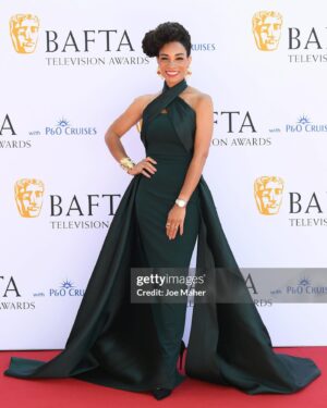 Michelle Ackerley Instagram - As far as Sundays go. That one was right up there. Thank you @bafta & @pandocruises for the lovely invite! 
Highlights include:
Hanging out with my BAFTA buddy @iamlaurajackson 
Seeing @ravwilding & @staplenick win a BAFTA for Scam Interceptors. Massive congratulations guys! 👏🏾
Admiring the gorgeous @claraamfo and her yellow dress of dreams 💛
Chatting about burgers with @melvinodoom 🤣😁
Feeling dressed up and fancy thanks to the wonderful stylist @alexandrayoungfashionstylist ❤️😘
For those asking the dress is from @solacelondon 🙌🏾
