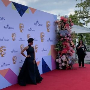 Michelle Ackerley Instagram - As far as Sundays go. That one was right up there. Thank you @bafta & @pandocruises for the lovely invite! 
Highlights include:
Hanging out with my BAFTA buddy @iamlaurajackson 
Seeing @ravwilding & @staplenick win a BAFTA for Scam Interceptors. Massive congratulations guys! 👏🏾
Admiring the gorgeous @claraamfo and her yellow dress of dreams 💛
Chatting about burgers with @melvinodoom 🤣😁
Feeling dressed up and fancy thanks to the wonderful stylist @alexandrayoungfashionstylist ❤️😘
For those asking the dress is from @solacelondon 🙌🏾