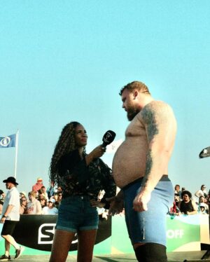 Michelle Ackerley Instagram - It’s that time of year again! @theworldsstrongestman is back on @channel5_tv 💪🏽💪🏽
Heat 1 starts on 27th December 7pm