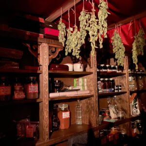 Michelle Belanger Instagram - The camera on the new phone is much better at taking pictures in my dimly lit dwelling places. This is a view of the apothecary nook. #witchyvibes #apothecary #apothecarycabinet #apothecaryjars #herbalism #witchcraft #photography #stilllife