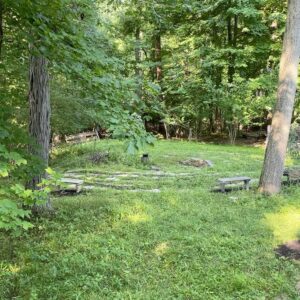 Michelle Belanger Instagram - My little slice of calm: our backyard labyrinth. (Sound on for birdsong). #nature #labyrinth #garden #witchyvibes #witchcraft #relaxing #meditation #soothing #outside #trees #magick #birdsong #ohio #sacredspace