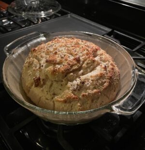 Michelle Belanger Instagram - This Irish soda bread came out so perfect, I had to share. Such an easy recipe, too - you need is flour, salt, baking soda, milk & cream of tartar. I added a sprinkle of crunchy sea salt to the top after scoring. Did three cuts across the crown (traditional Irish soda bread is cut with a cross). #KitchenWitch #Baking #HomeCooking #Irish