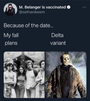 Michelle Belanger Instagram - My fall plans meme … 

#fridaythe13th #MyFallPlans #Covid #deltavariant #Delta #quarantine #pandemiclife #horror #horrormovies #classichorror #kevinbacon