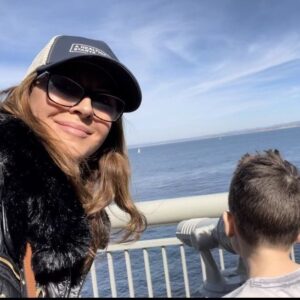 Michelle Clunie Instagram - Mama Selfie. There were so many otters that at one point we tried to take a picture through the telescope but it could never match what we saw with our own eyes. So is life. By the way, Dashiell fell in love with the fish and chips at the Monterey plaza inn and I fell for the ahi poke tacos 🌮 💕🙏🏻💕#momlife #montereyplazahotel