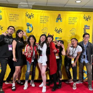 Michelle Krusiec Instagram - A dear friend of mine passed away on Friday morning and I didn’t feel like going to a film festival, but death makes you very present. I wanted to be there for others. I’ve been going to #sdaff for many years and I knew on some level the embrace of community would be good. Good people everywhere at this festival. I made everyone do the silly photo thing, so thanks for indulging me. My friend was a force of life and spirit and she was the center of many communities. Here’s to her and to @pacartsmovement for bringing friends, family and filmmakers together through cinema. I did my first film intro for the film Raging Grace which was preceded by Nian. If you haven’t seen Raging Grace, it’s a great anti-colonial themed horror. #filmfestival #filmfestivallife #nianiscoming