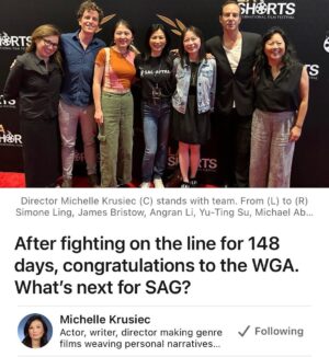 Michelle Krusiec Instagram - Remember when I blogged? I went on retreat last month and came back thinking about the meaning of value and our time. You can read about it on my @linkedin. 🙏🙏🙏 link is in bio. #sagaftrastrong #unionstrong #sagaftrastrike #sagaftra