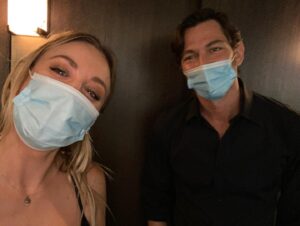 Michiel Huisman Instagram - #Repost @kaleycuoco
・・・
We’re back!! Keeping our distance of course! 🤣🥰 @michielhuisman 😷 🛑 #theflightattendant Time to land this ✈️! @hbomax @theflightattendantmax @warnerbrostv