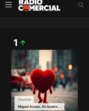 Miguel Araújo Instagram - "Saudade", a música que me junta aos @osquatroemeia, está no 1⁰ lugar do TNT, o top da @radiocomercial. Obrigado!!!

Um enorme saravá ao produtor, o gigante @joaoandre_bass

Obrigado, #256!!!!

@primeiralinhapt