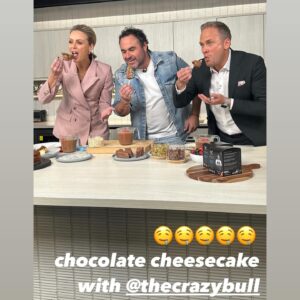 Miguel Maestre Instagram - Wot a fun morning promoting the @goodfoodwine in the @thetodayshow 
So fun with the queen of choc @kirstentibballs 
And legends Silvia and Tim 
Ps : no basque burnt cheesecake was left we ate it all 
Thanks Heidi for helping 

If you can’t be bother to make the cheesecake pop in WW and buy mine 

Try to make my MIGNUMS 😂😂😂😂
So good dip it real good 
@channel9