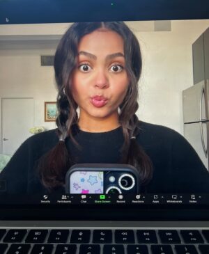 Miia Harris Instagram - forever doing practice zoom calls by myself before a meeting ✌️