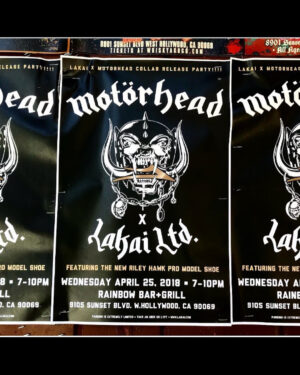 Mike Carroll Instagram - This is a ticket to a concert me and my brother went to when I was 10 and after while waiting for mom to pick us up. We were “slamming” outside with our friends. I I got slammed and accidentally fell down back into a newspaper stand and cut the back of my👂. I had to get stitches and the scar became a keloid. The birth of “The Bubble” aka “Bubbles”

Fast forward to today I’m stoked for the @rileyhawk @lakailtd @officialmotorhead project. 
My 10 year old self would have never dreamed I’d be apart of a project like this @rileyhawk #LakaiXMotorhead 💪🏼👶🏻