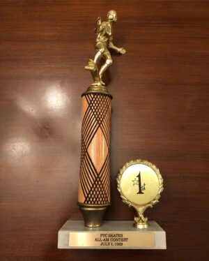 Mike Carroll Instagram - I found this trophy(swipe over)🏆about a year ago and could not remember an @ftc_skateboarding contest back in ‘89🤔. Thanks to @sean_dolinsky’s photo of this feeble I finally remember and have the piece to the puzzle that I needed. So stoked! And yes I’ve been milking😂this trick for... how many years now? 
This photo instantly brought back the nostalgic feeling of being in either @greg.s.carroll’s or @jovontae_888’s car on the way to this contest listening to the New DOC album “No one can do it better” and the Jane’s Addiction album “Nothing Shocking”. And Jovontae fucking with Greg cuz he kept wanting to listen to the Jane’s Addiction album cuz it wasn’t hip hop😂. Either way both of those albums are Classics in my mind and I’m sure to a lot of other people? 
It’s crazy how powerful music is. It can bring back the whole vision of where you were who you were with and what you were doing and EVEN bring back a scent of whatever you could smell when listening to something years/decades ago. 
Thank you to @ftc_skateboarding for supporting since day 1💪🏼