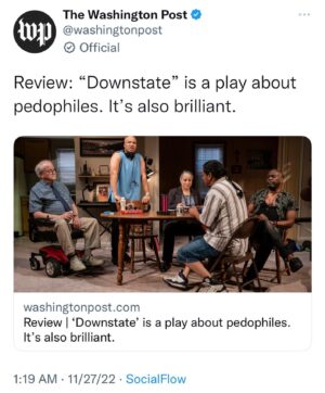 Mike Cernovich Instagram - “The extreme far right is calling the left wing media g r o o m e r s. How awful. By the way, here’s a DELIGHTFUL play you should enjoy.” - Washington Post.