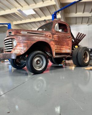 Mike Finnegan Instagram - Braced the front axle with 3/16” thick 2x4 box tubing, strapped 3 spare driveshafts to the roll cage, added an 1/8” thick steel box over the Casale v-drive (backed up with the cardboard!) and water cooled the v-drive. I think we are ready to rip.  Wish us luck. Bout to drive Bob to Arizona in June.  On purpose.  We are idiots. See it all unfold on an upcoming episode of @roadkillshow on @motortrendtv and @discoveryplus and MAX.