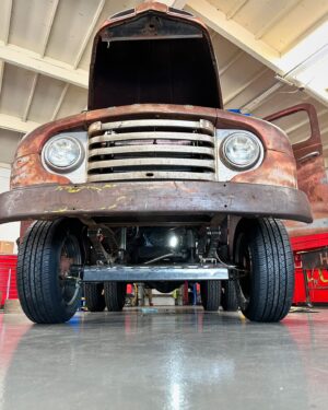 Mike Finnegan Instagram - Braced the front axle with 3/16” thick 2x4 box tubing, strapped 3 spare driveshafts to the roll cage, added an 1/8” thick steel box over the Casale v-drive (backed up with the cardboard!) and water cooled the v-drive. I think we are ready to rip.  Wish us luck. Bout to drive Bob to Arizona in June.  On purpose.  We are idiots. See it all unfold on an upcoming episode of @roadkillshow on @motortrendtv and @discoveryplus and MAX.
