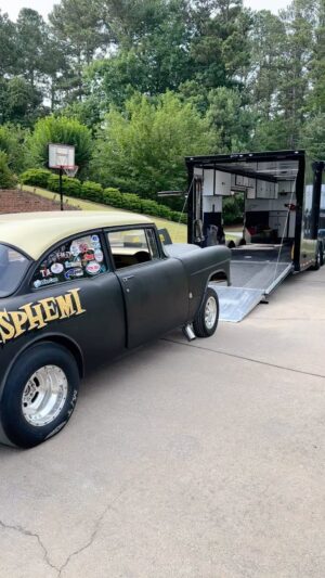 Mike Finnegan Instagram - Celebrating Independence Day by getting Blasphemi ready for my local T-N-T and then it’s a full day off bbq, explosives, friends and family.  What’s my favorite thing about my @atctrailers RoM550? At this moment it’s the side escape door.  The Bel Air is WIDE and this trailer makes getting in and out of the car easy peasy on those rare occasions like today when she drives into the trailer under her own power. lol what are YOU doin today?