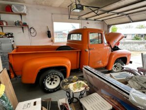 Mike Finnegan Instagram - Today I get to work on one I’ve never touched before, a 1956 ford F100 and the underpinnings remind me a lot of pigpen the 1948 GMC that Freiburger and I rescued an old Roadkill. It’s been super fun and I really dig this truck. It’s been sitting for nearly 40 years in this garage so of course everything needs to be touched before we can hit the road in it on the flipside that if you didn’t know, I’m giving away my 1970 Datsun 510 which is not been sitting around for 40 years and is ready for an epic road trip. Swipe for the pics and go to FSMGARAGE.com for details.  there’s also a link in my Instagram page  good luck and have an excellent day!