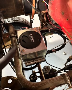 Mike Finnegan Instagram - Braced the front axle with 3/16” thick 2x4 box tubing, strapped 3 spare driveshafts to the roll cage, added an 1/8” thick steel box over the Casale v-drive (backed up with the cardboard!) and water cooled the v-drive. I think we are ready to rip.  Wish us luck. Bout to drive Bob to Arizona in June.  On purpose.  We are idiots. See it all unfold on an upcoming episode of @roadkillshow on @motortrendtv and @discoveryplus and MAX.