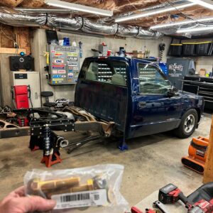 Mike Finnegan Instagram - Can zip ties hold this bed in the air long enough for me to complete a full @ridetechsuspension coilovers conversion on today’s episode of Finnegan’s Garage? I hope so.  Swipe to see more. lol.  Link to the video is in my IG profile.