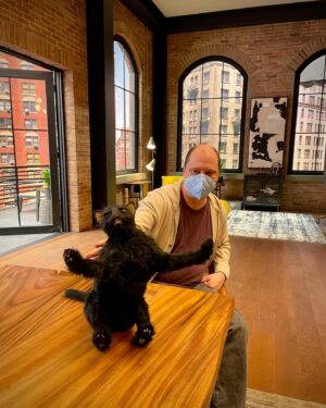 Mike Flanagan Instagram - With my pal Pluto on set of THE FALL OF THE HOUSE OF USHER

#thefallofthehouseofusher