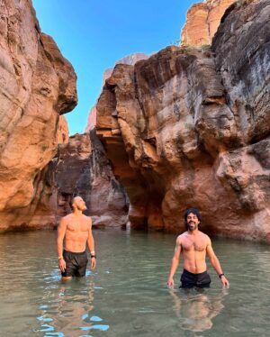 Mike Posner Instagram - i sometimes overcomplicate things. I’m thinking about what time my ice bath should be and how to dial in my HRV bla bla bla bla.

But then I add

Nature   No Phone   Friendship   Physical Challenge 

and low and behold, I get...

JOY!!!!

Photos by me, @adamfriedmanmusic and @drjonkedski 

Thank you Havasupai falls for sharing your sacred land with us, we will never be the same.