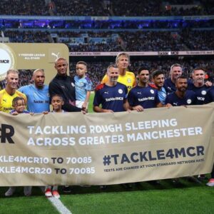 Mikel Arteta Instagram - Kompany’s testimonial last night. City Legends v PL All-Stars. Thank you Vinny for inviting me to join such a special event.Felt great being back in the pitch among amazing players and friends and being able to collaborate in making this city of Manchester even greater.
#vincentcompanytestimonial #plallstars #mancity #TACKLE4MCR @mancity  @vincentkompany. ............... To donate £10 TEXT TACKLE4MCR10 to 70085
To donate £20 TEXT TACKLE4MCR20 to 70085