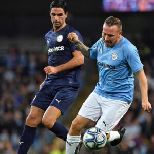 Mikel Arteta Instagram - Kompany’s testimonial last night. City Legends v PL All-Stars. Thank you Vinny for inviting me to join such a special event.Felt great being back in the pitch among amazing players and friends and being able to collaborate in making this city of Manchester even greater.
#vincentcompanytestimonial #plallstars #mancity #TACKLE4MCR @mancity  @vincentkompany. ............... To donate £10 TEXT TACKLE4MCR10 to 70085
To donate £20 TEXT TACKLE4MCR20 to 70085
