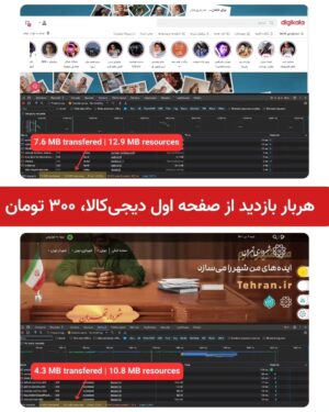 Milad Nouri Instagram - ‌
💵 هر بار ریفرش صفحه اصلی دیجی‌کالا، ۳۰۰تومان.
‌
‏برای ملموس شدن وضعیت اینترنت و قیمت‌ بسته‌های اینترنت، اینطوری در نظر بگیرید که شما بسته ۶۰مگابایتی یک روزه می‌خرید ۲،۱۵۰ تومان. با مالیات ۲،۳۴۳ تومان.
‌
باهاش می‌تونید توی یک روز، ۷بار صفحه اصلی سایت‌هایی مثل دیجی‌کالا رو ریفرش کنید. و تمام.
یا صفحه اصلی سایت شهرداری تهران رو ۱۳ باز ببینید.
‌
یعنی هربار ریفرش صفحه‌ای مثل دیجی‌کالا برامون حدود ۳۰۰ تومان آب می‌خوره.