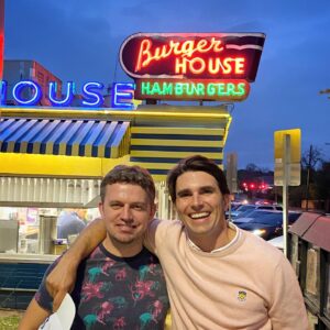 Miles Fisher Instagram - Together, we’re #deeptomcruise. Very special to finally meet my creative partner Chris and his brother Kevin in person and show them my hometown of Dallas after a year of working together across the 🌎. These guys are GENIUS 🤯. 

Missing @tomgtgraham 🧠