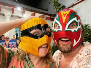Miles Luna Instagram - Yesterday was Ellie’s 33rd birthday and we celebrated with LUCHA LIBRE IN MEXICO CITY! Absolutely incredible first day. Can’t wait to explore more of the city. I love this lady ❤️