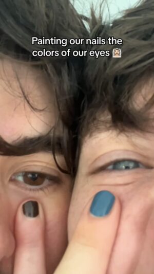 Miles McKenna Instagram - Painting our nails the colors of our eyes 🌈
