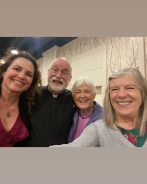 Mimi Kennedy Instagram - Happy Birthday, Father Greg (G!) Theresa Bonpane, daughter Colleen & me, Mimi (and daughter away in Portland)