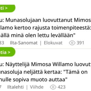 Mimosa Willamo Instagram - Lettu levällään rantakallioilla.

Kiitos mukavasta juttutuokiosta @jenni.arbelius sekä upeista kuvista ja rennoimmasta kuvaussessarista @juusowesterlund