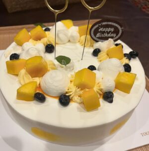 Ming Tsai Instagram - This was a legit, super light, not sweet at all, mango bday cake. So delicious and loved by all. Merci bien  @touslesjoursusa