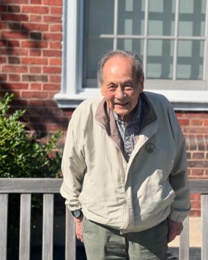 Ming Tsai Instagram - This is my Pops!  He is the most amazing man. He turns 95 next month.  Grand-father of 5. He still works full time, is a real genius and leader in designing with composite materials, think golf shafts to missiles.  He still cooks. This is him in front of his Yale dorm window that he has a picture of with Mom in 1951.  He wanted the picture for Mom’s Celebration of Life next weekend. And yes, he is the best father too, Happy Father’s Day Pops!! #attitudeofgratitude