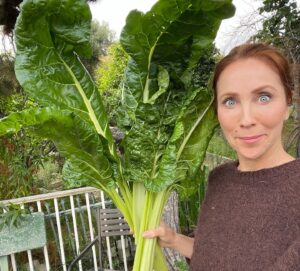 Miranda Frigon Instagram - This chard is basically the same height as me. Whaaat?! Part of todays haul I picked from our garden. I’m workin the earth people!! 🥬#gardening #gardenvegetables #wattlesgarden