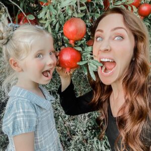 Miranda Frigon Instagram - Pom poms!! Oh, we’re makin juice tonight! 🍓🍒🫐 (no pomegranate icon 🤷🏼‍♀️) We like to half them, then squeeze em. Pop juice and seeds in vitamix (or you can just use the juice and pour it through a strainer) and add it to sparkling water with a little stevia. Yeeaaaahh! Happy Monday everyone!