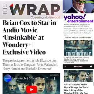 Misha Crosby Instagram - As broken exclusively by The WRAP I’m incredibly excited to announce our partnership with Amazon’s Wondery  today for UNSINKABLE’S exclusive 90 day window before its wide release thereafter. 

UNSINKABLE’S been a major part of my life for almost half a decade, working hand in hand with John Mawson developing this series at Datura Studios from his initial feature screenplay the San Demetrio into UNSINKABLE. If not for COVID we likely would never have adapted it into the Audio Movie Series that’s being released. It was around the time our Green Rush world premier with Lionsgate was postponed…indefinitely. Sometimes a little heartbreak is good inspiration.  Available on July 10th exclusively on Wondery  (1st two Episodes will also be available for free on YouTube)

A big thank you to our UK production partners at B7 Media, especially Andrew Mark Sewell, Helen Quigley and Jack Bowman’s AudioMarvels.
The sound design team lead by Jimmy Boyle & George Riley have brought this to life in a way that only the finest professionals could have executed. @stephenendelman and @samdinley ‘s score augments our worlds & drama with cinematic themes that at times feel larger than life. 

Shout out to Elise Bergerson at @vervetalentagency for riding with us as extraordinary expectations became reality.

@coxusa @samotsangster @nathalieemmanuel @harryhamlin #JohnMalkovich @craigrobertyoung @blairredford @therealjohnaltman @juliet_aubery @paultelfer #RupertVansittart @unsinkable.1940 @timbloring @chrisnaturallyrp @declanmlaird @iamelizabetharends #JamesSimmons @themarkprendergast #winktaylor #chrisfinney @tehminasunny @jenaealt_ @klemenskoehring @laurencefuller @rachel_rath @kevinmarron @iamrichardsanderson @nrgwithin @amsewell7 @jackbowman1979 @daturastudios @audiomarvels @b7.media @b7.comics @hqvoice @jimmyboyle1978 @gtriley @tenksound @wonderymedia @primevideo @yahooentertainment @CinematicRedPr @vox_inc_usa @vervetalentagency @duckduckmoosegoose @daturastudios @samdinley
